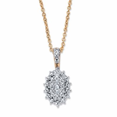 Palmbeach Jewelry Pave Diamond Accent Two-Tone 18K Gold-Plated Cluster Pendant Necklace 18""-20