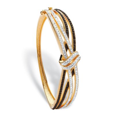 Palmbeach Jewelry Black & White Made With Swarovski Elements Crystal Bangle Bracelet Gold-Plated