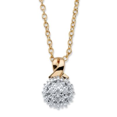 Palmbeach Jewelry Diamond Accent Round Two-Tone Gold-Plated Cluster Pendant Necklace 18""-20