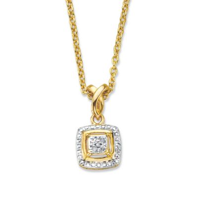 Palm Beach Jewelry Diamond Accent Squared Two-Tone Gold-Plated Pendant Necklace 18