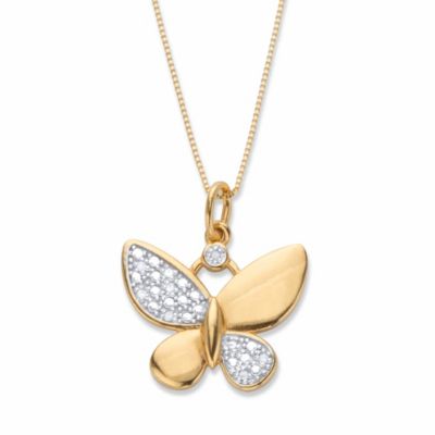 Palm Beach Jewelry Diamond Accent 18K Gold-Plated Butterfly Pendant Necklace 18