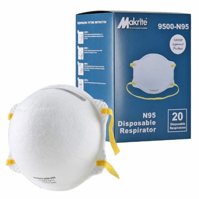 Necano Niosh Certified Makrite 9500-N95 Pre-Formed Cone Particulate Respirator Mask, M/l Size (20 Masks)
