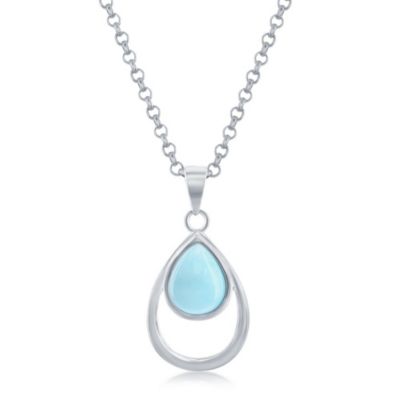 Simona Sterling Silver Larimar Double Pearshaped Pendant