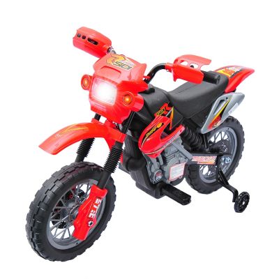 Qaba 6V Kids Motorcycle Dirt Bike Electric Battery Powered Ride On Toy Off Road Street Bike With Training Wheels Red