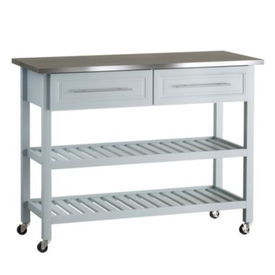 Homcom Kitchen Island Stainless Steel Top Rolling Utility Trolley Cart With Stainless Steel Top Grey