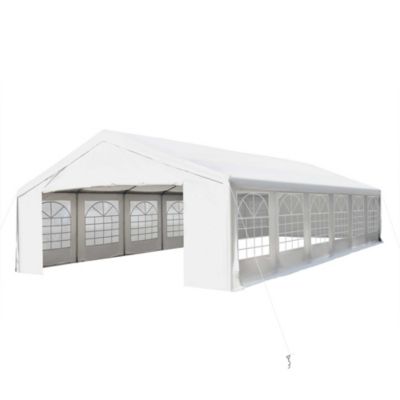 Outsunny 20' X 40' Large Outdoor Carport Canopy Party Tent With Removable Protective Sidewalls And Versatile Uses White