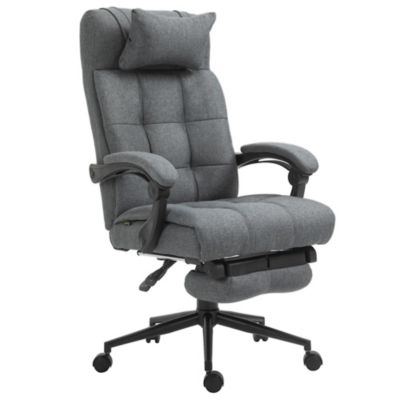 Vinsetto Executive Linen Feel Fabric Office Chair High Back Swivel Task Chair With Adjustable Height Upholstered Retractable Footrest Headrest And