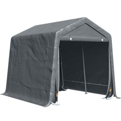 Outsunny 9.2' X 7.9' Garden Storage Tent Heavy Duty Bike Shed Patio Storage Shelter W/ Metal Frame And Double Zipper Doors Dark Grey