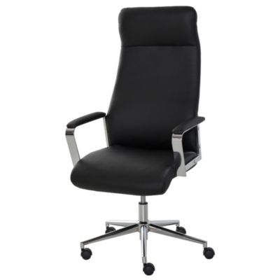 Vinsetto High Back Executive Office Chair Faux Leather Swivel Computer Desk Chair With Padded Arm Adjustable Height Wheels Black