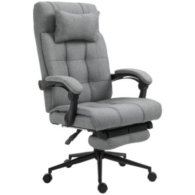 Vinsetto Executive Linen Feel Fabric Office Chair High Back Swivel Task Chair With Adjustable Height Upholstered Retractable Footrest Headrest And