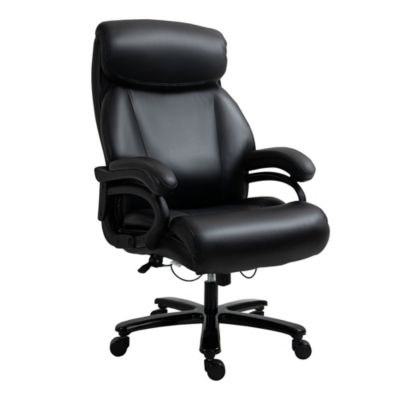 Vinsetto Big And Tall Executive Office Chair 396Lbs With Wide Seat Home High Back Pu Leather Chair With Adjustable Height Swivel Wheels Black