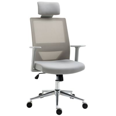 Vinsetto High Back Office Chair Swivel Task Chair With Lumbar Back Support Breathable Mesh And Adjustable Height Headrest Grey