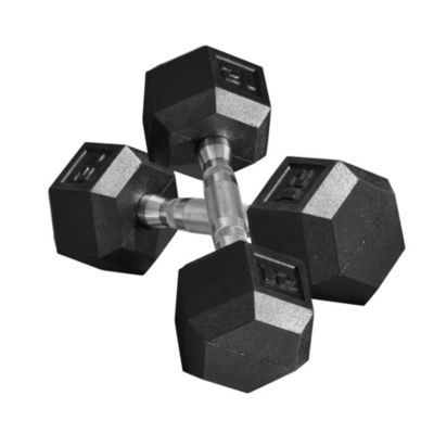 Soozier Hex Rubber Free Weight Dumbbells 12 Lbs. Set Of 2 Lift Weights For Strength Training Black