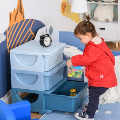 Qaba 3 Tier Kids Storage Unit, 6 Drawer Chest Toy Organizer Plastic Bins  for Kids Bedroom Nursery Kindergarten Living Room for Boys Girls Toddlers