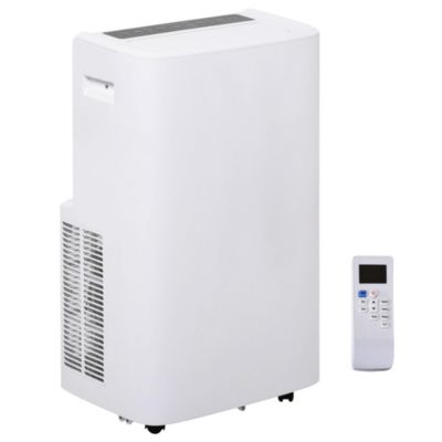 Homcom 12000 Btu Portable Air Conditioner With Cooling Dehumidifying Ventilating Function Remote Control And Led Display White