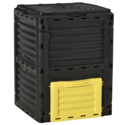Outsunny Garden Compost Bin 80 Gallon Outdoor Large Capacity Composter Fast Create Fertile Soil Aerating Box Easy Assembly Yellow