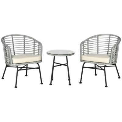 Outsunny 3 Pieces Patio Pe Rattan Bistro Set Outdoor Round Wicker Woven Coffee Set 2 Chairs And 1 Coffee Table Conversation Furniture Set For Garden