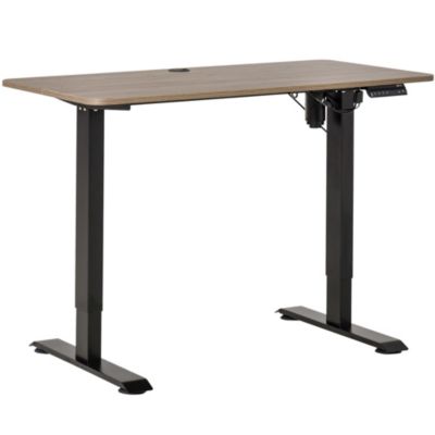 Vinsetto Electric Height Adjustable Standing Desk With 48"" Desktop 4 Memory Button Control And Anti Collision System Teak/black