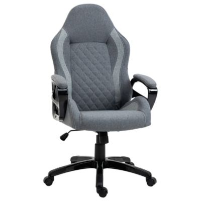 Vinsetto Ergonomic Home Office Chair High Back Task Computer Desk Chair With Padded Armrests Linen Fabric Swivel Wheels And Adjustable Height Grey