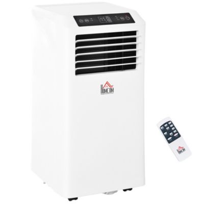 Homcom 10000 Btu Portable Mobile Air Conditioner Cooling Dehumidifying Ventilating With Remote Controller Led Display 2 Speed Fans 24 Hour Timer For