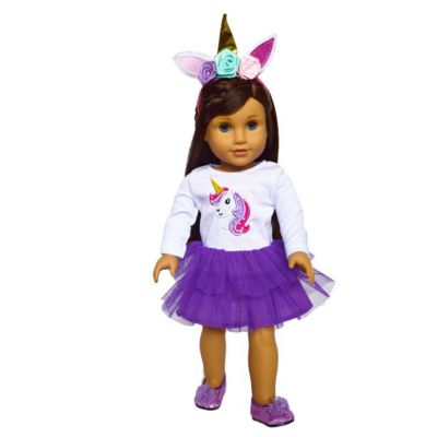 American Creations Purple Unicorn Dress Fits 18 Inch Girl Dolls-18 Inch Doll Clothes
