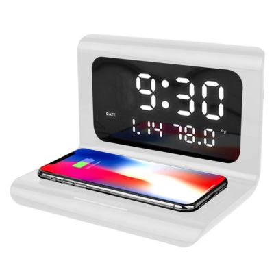 Zunammy Alarm Clock with 10W Wireless LED Thermometer - White | belk