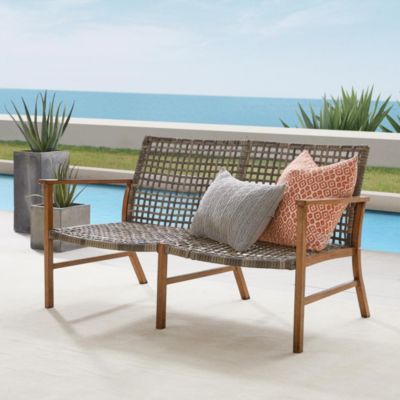 Crosley Furniture Ridley Outdoor Wicker And Metal Loveseat Distressed Gray/