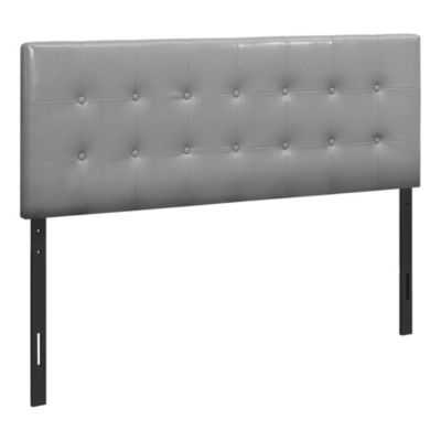 Contemporary Home Living 63"" Gray And Black Contemporary Button-Tufted Upholstered Queen Size Bed Headboard