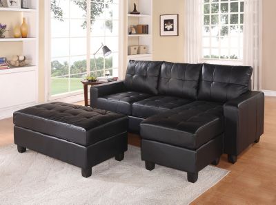 Homeroots 83"" X 57"" X 35"" Bonded Leather Match Sectional Sofa With Ottoman
