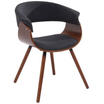 Worldwide Home Furnishings Mid-Century Fabric & Bentwood Accent/dining Chair In Charcoal