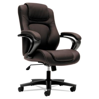 Basyx Vl402 Series Executive High-Back Chair, Brown Vinyl