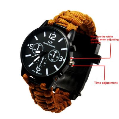 Vista Shops Outdoor Multi Function Camping Survival Watch Bracelet Tools With Led Light - Khaki