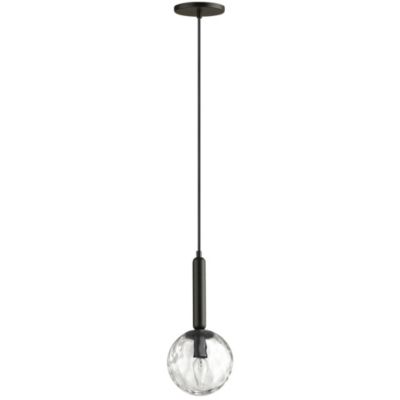Dainolite 1 Light Incandescent Pendant, Matte With Clear Hammered Glass