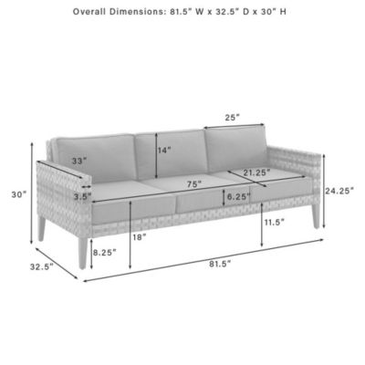 Crosley Furniture Prescott 2Pc Outdoor Wicker Sofa Set Mineral Blue/brown - Sofa & Coffee Table