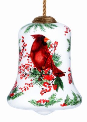 Inner Beauty Gifts Winter Berries Cardinal Hand Painted Glass Ornament
