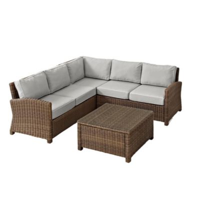 Crosley Furniture Bradenton 4Pc Outdoor Wicker Sectional Set Gray/weathered