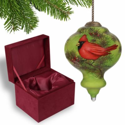 Homeroots Red Majestic Cardinal Hand Painted Mouth Blown Glass Ornament