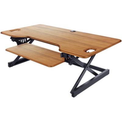 Rocelco Dadrt- 46 Sit Stand Desk Riser - Desktop - Teak