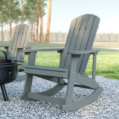 Emma And Oliver All Weather Indoor/outdoor Poly Resin Rocking Adirondack Chair