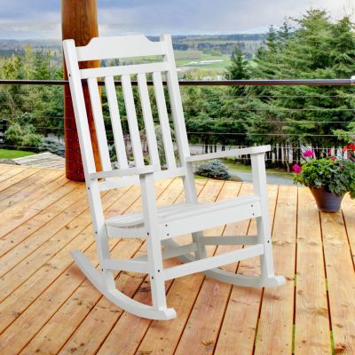 Emma And Oliver All-Weather Poly Resin Wood Rocking Chair - Patio And Backyard Furniture