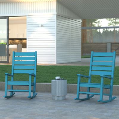 Emma And Oliver Florian Set Of 2 Contemporary Rocking Chairs, All-Weather Hdpe Indoor/outdoor Rockers