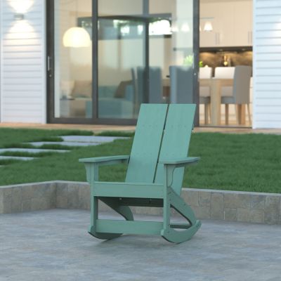 Emma And Oliver Modern All-Weather Poly Resin Adirondack Rocking Chair For Indoor/outdoor Use
