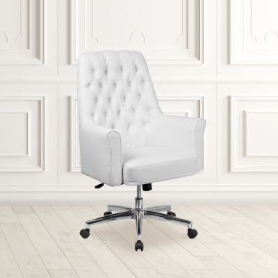 Emma And Oliver Mid-Back Traditional Tufted Leathersoft Swivel Office Chair With Arms