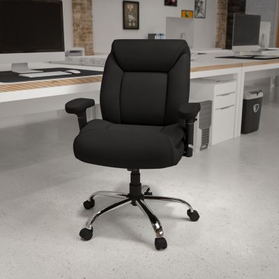 Emma And Oliver 400 Lb. Big & Tall Mid-Back Deep Tufted Ergonomic Task Office Chair & Arms