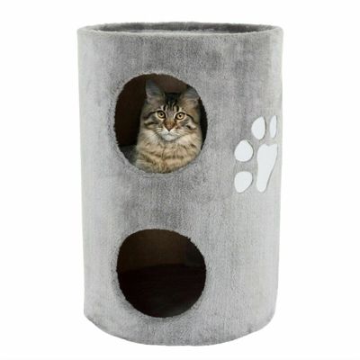 Petmaker Cat Condo Barrel Double Hole Hiding Place Scratching Back