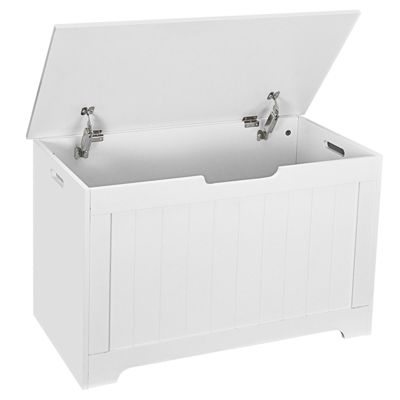 Kitcheniva Lift Top Entryway Storage Chest Bench With 2-Pieces Safety Hinge, White