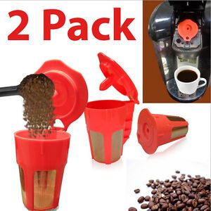 Kitcheniva Keurig 2.0 Reusable Coffee Filter Replacement, Orange (2-Pack)