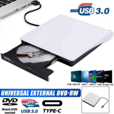 Kitcheniva Slim External Usb 3.0 Cd Dvd Rw Rom Writer Drive Burner Reader Player Pc Laptop