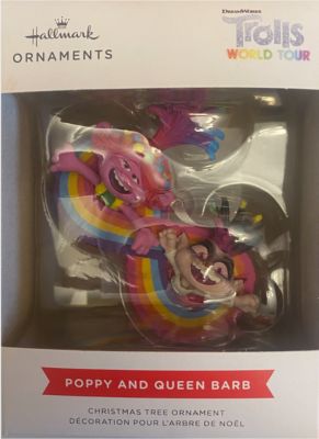 Hallmark Trolls World Tour Poppy And Queen Barb Christmas Ornament New With Box