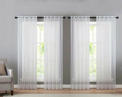 Kate Aurora 4 Piece Basic Home Rod Pocket Sheer Voile Window Curtain Panels - 52 In. W X 84 In. L, Baby Blue